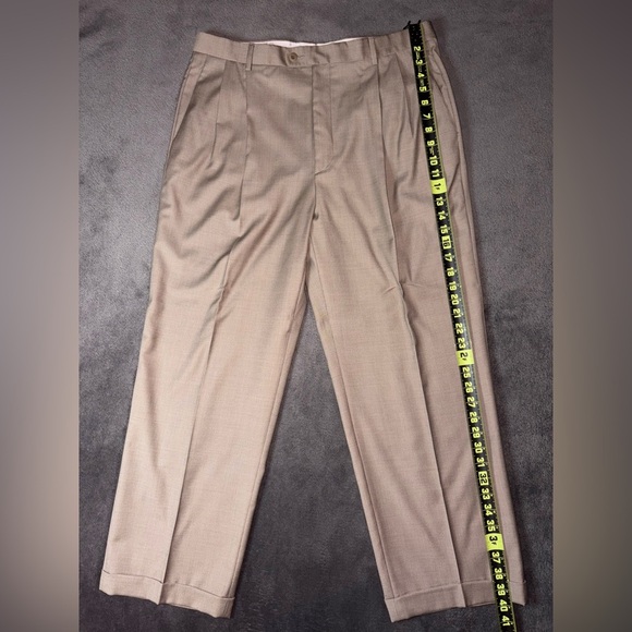 Nordstrom Zanella Size 36 Bennett Dark Khaki Wool Business Wedding Dress Pants - Picture 2 of 12